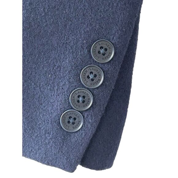 Lauren Ralph Lauren Trech Coat Virgin Wool Cashmere Blend  Navy Women's Large - Picture 4 of 9